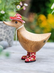 DCUK Red Floral Hat and Boots Ducky Wooden Ornament - Image 1 of 2