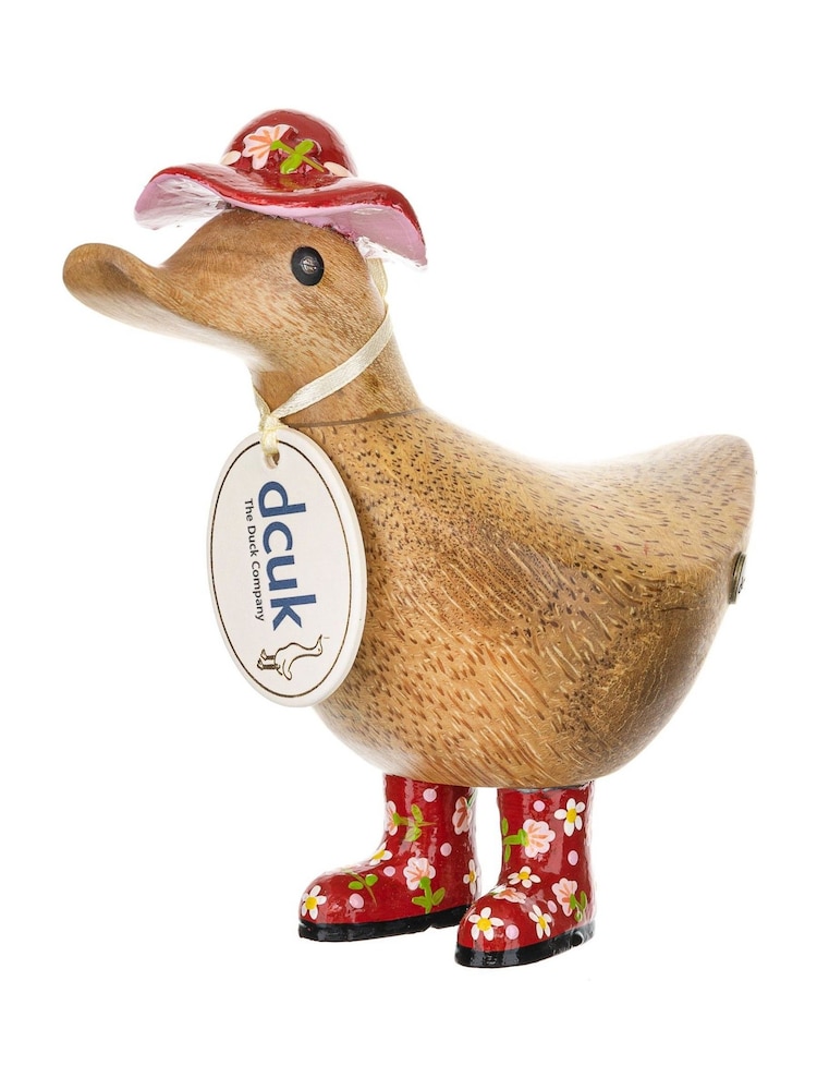 DCUK Red Floral Hat and Boots Ducky Wooden Ornament - Image 2 of 2