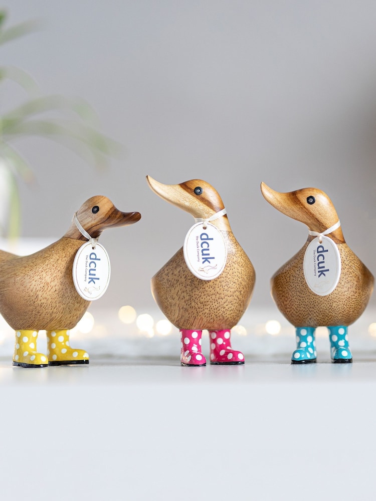 DCUK Yellow Spotty Boots Ducky Wooden Ornament - Image 1 of 4