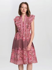 Gina Bacconi Pink Liat Boho Paisley Dress - Image 1 of 6