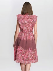 Gina Bacconi Pink Liat Boho Paisley Dress - Image 2 of 6