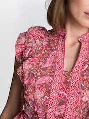Gina Bacconi Pink Liat Boho Paisley Dress - Image 5 of 6