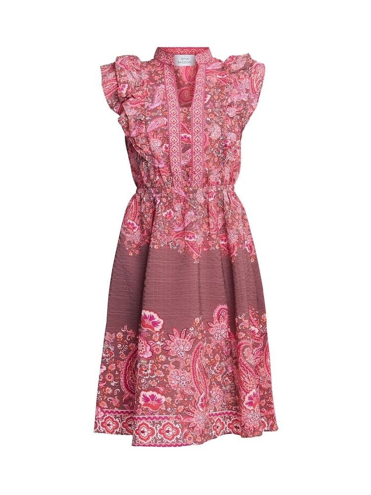 Gina Bacconi Pink Liat Boho Paisley Dress - Image 6 of 6