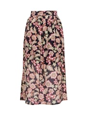 Saia preta com estampa floral Gina Bacconi EMI na cintura elástica - Imagem 5 de 5