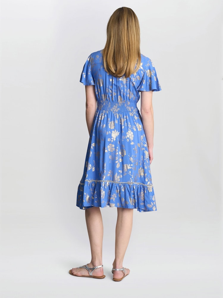 Gina Bacconi Blue ETNA Print Summer Dress - Image 2 of 7