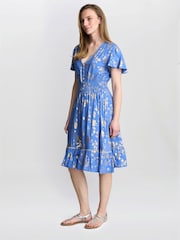 Gina Bacconi Blue ETNA Print Summer Dress - Image 4 of 7