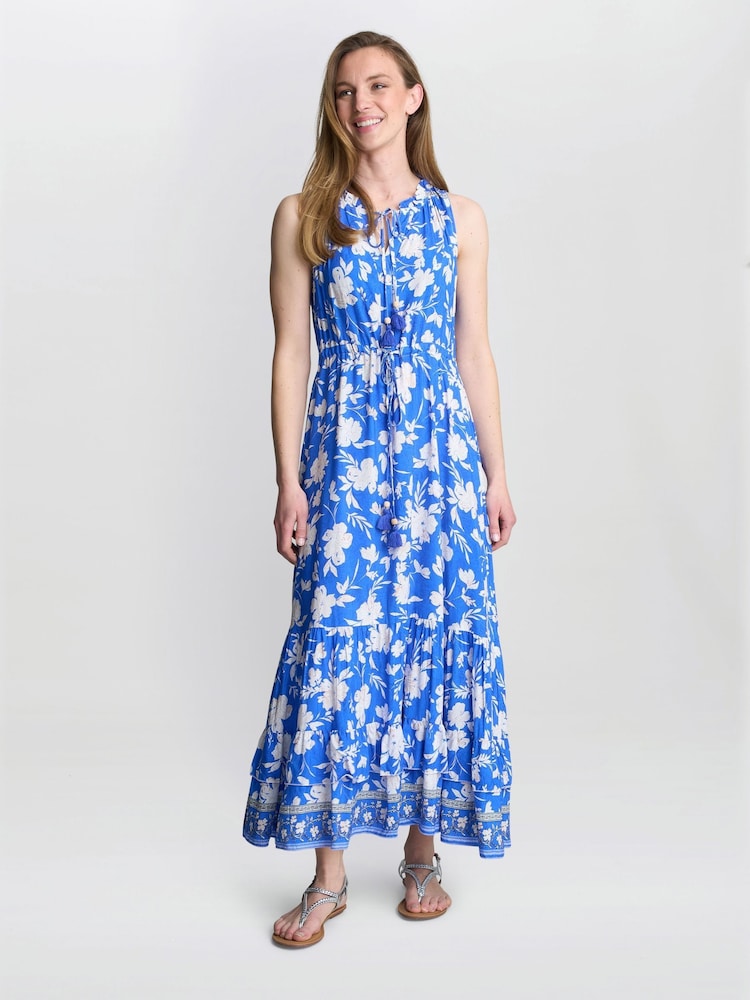 Gina Bacconi Blue Fawn Sleeveless Maxi Summer Dress - Image 1 of 3