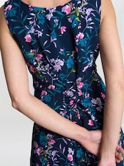 Gina Bacconi Blue Floral Print Jersey Dress - Image 3 of 5
