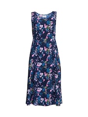 Gina Bacconi Blue Floral Print Jersey Dress - Image 5 of 5
