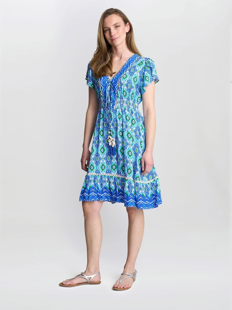 Vestido curto de verão Evana azul Gina Bacconi - Imagem 1 de 5