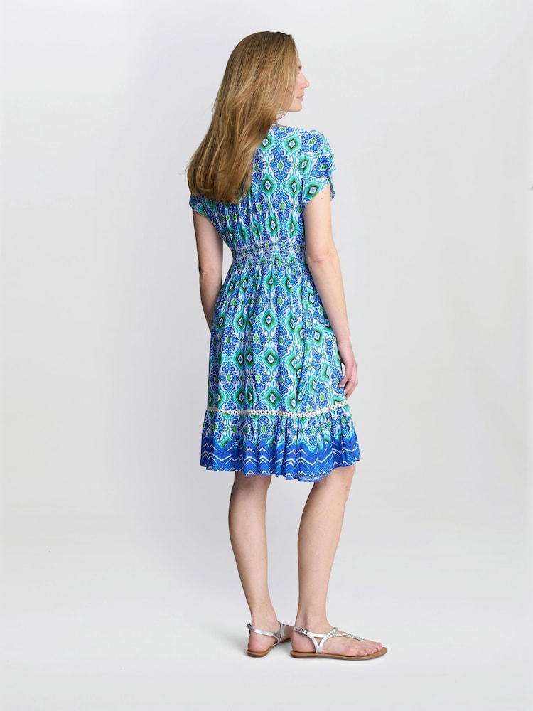 Vestido curto de verão Evana azul Gina Bacconi - Imagem 2 de 5