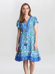 Vestido curto de verão Evana azul Gina Bacconi - Imagem 4 de 5