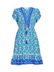 Vestido curto de verão Evana azul Gina Bacconi - Imagem 5 de 5