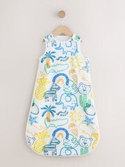 Blue Bright Safari Animals 0.5 Tog Sleeveless Baby Sleep Bag - Image 1 of 6