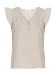 Blusa bordada de algodão Darcey natural Gina Bacconi - Imagem 3 de 3