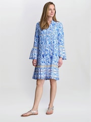 Shirt dress sem gola Eva Marie azul Gina Bacconi - Imagem 1 de 5