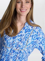 Shirt dress sem gola Eva Marie azul Gina Bacconi - Imagem 4 de 5