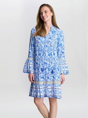 Shirt dress sem gola Eva Marie azul Gina Bacconi - Imagem 5 de 5