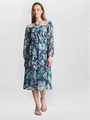 Gina Bacconi Blue Ryan Off Shoulder Midi Dress - Image 1 of 5