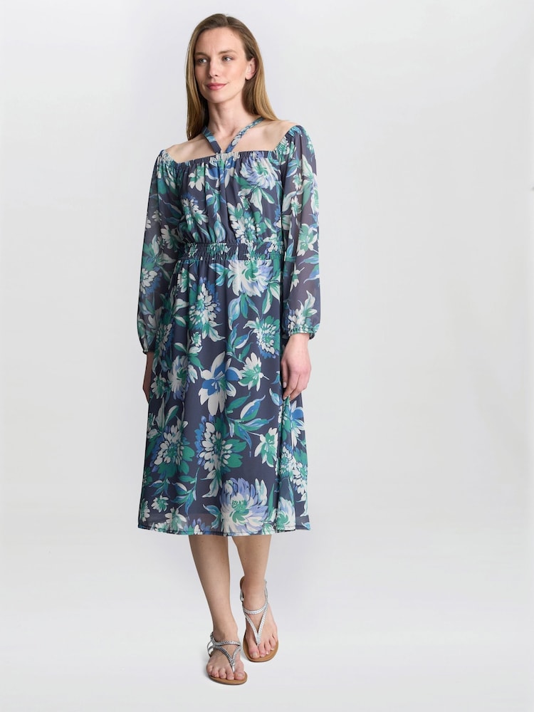 Gina Bacconi Blue Ryan Off Shoulder Midi Dress - Image 1 of 5