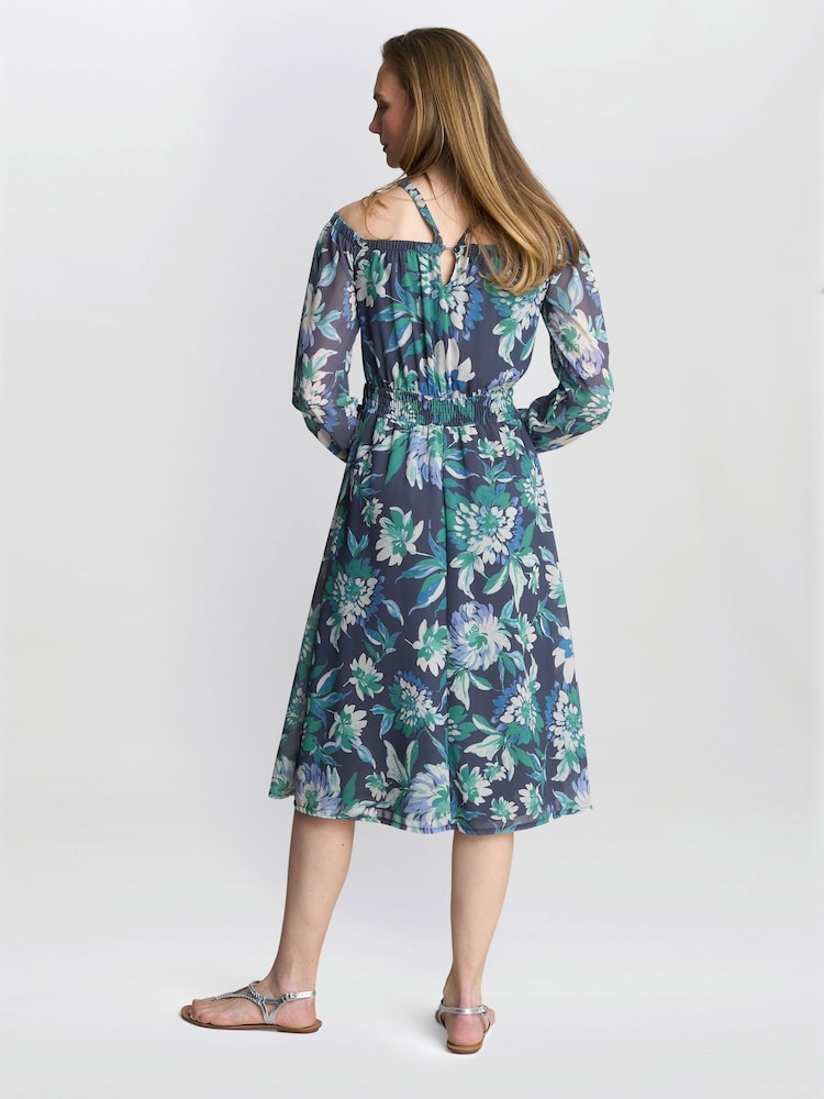 Gina Bacconi Blue Ryan Off Shoulder Midi Dress - Image 2 of 5