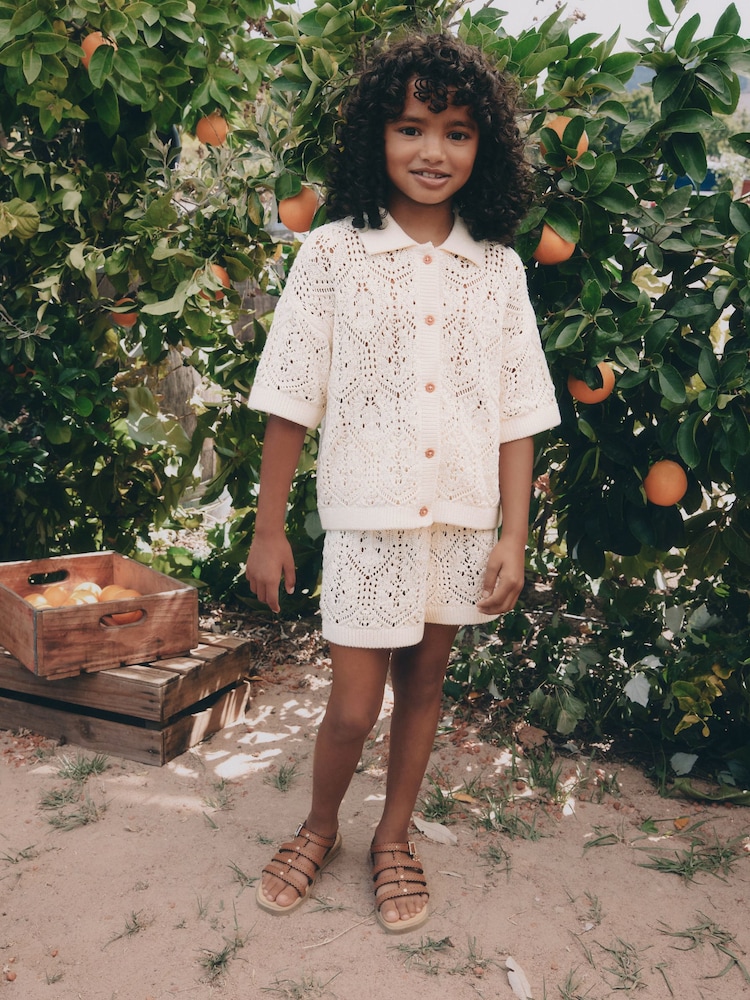 Cream Knitted Shirt & Shorts Set (3-16yrs) - Image 1 of 17