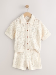 Cream Knitted Shirt & Shorts Set (3-16yrs) - Image 14 of 17