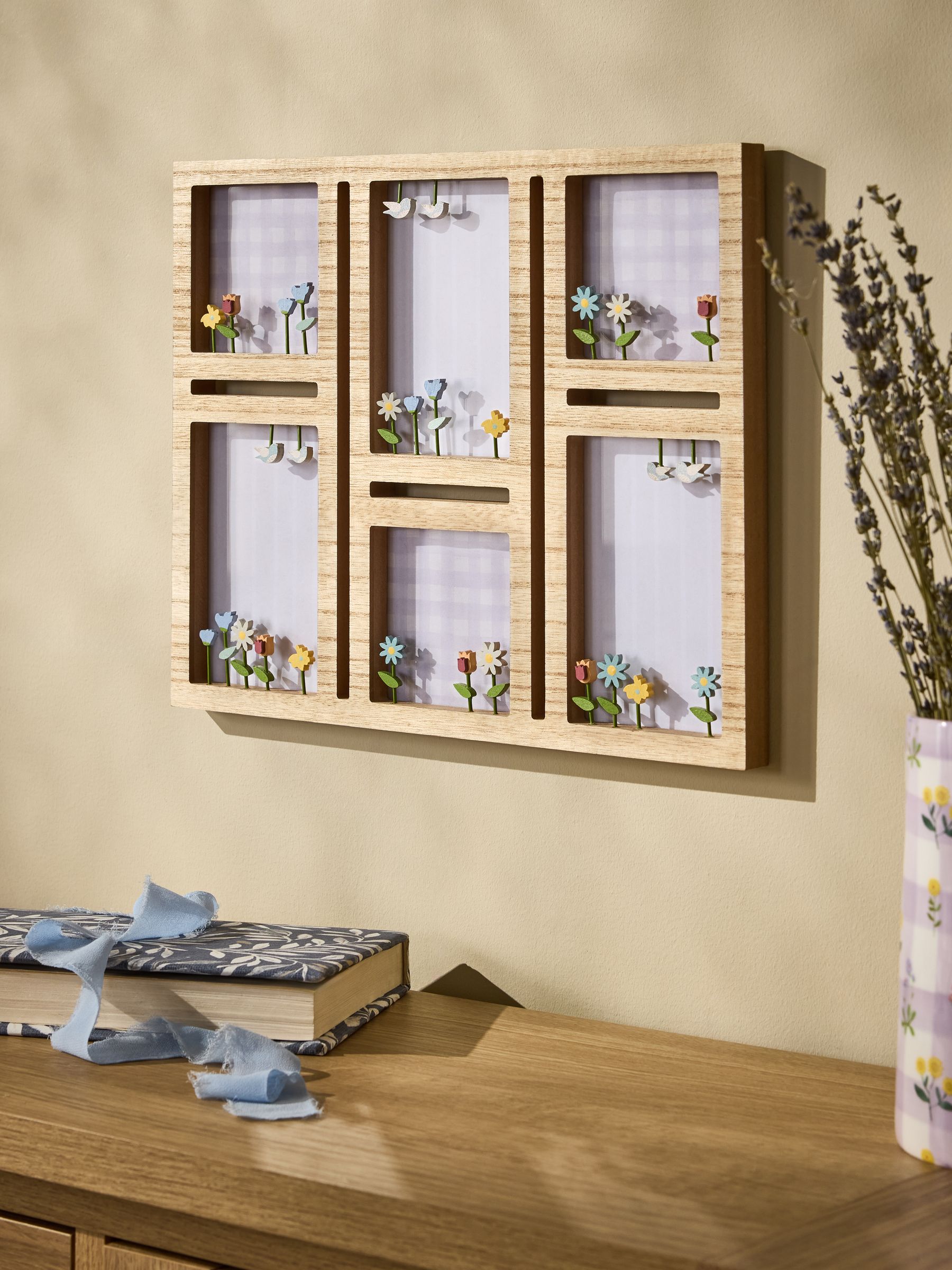 Buy Neutral Wood Flowers Multi Aperture Photo Frame from Next India