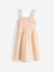 Orange Gingham Smock Sleeveless Dress - Image 1 of 1
