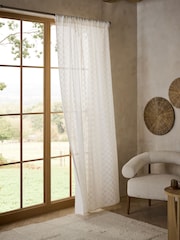 Natural Checkerboard Slot Top Voile Unlined Sheer Panel Curtain - Image 1 of 3