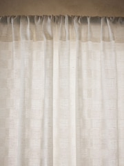 Natural Checkerboard Slot Top Voile Unlined Sheer Panel Curtain - Image 3 of 3