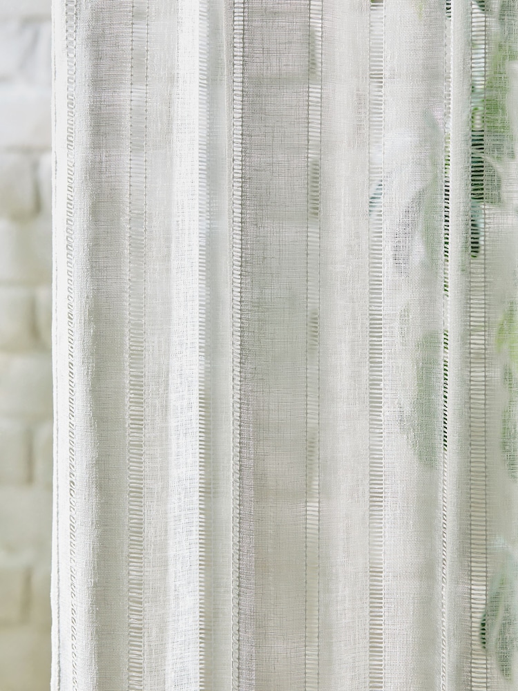 Ladder Stitch Slot Top Voile Unlined Sheer Panel Curtain - Imaginea 2 din 3