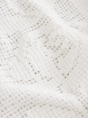 White Short Sleeve Floral Crochet Crew Neck T-Shirt - Image 3 of 3