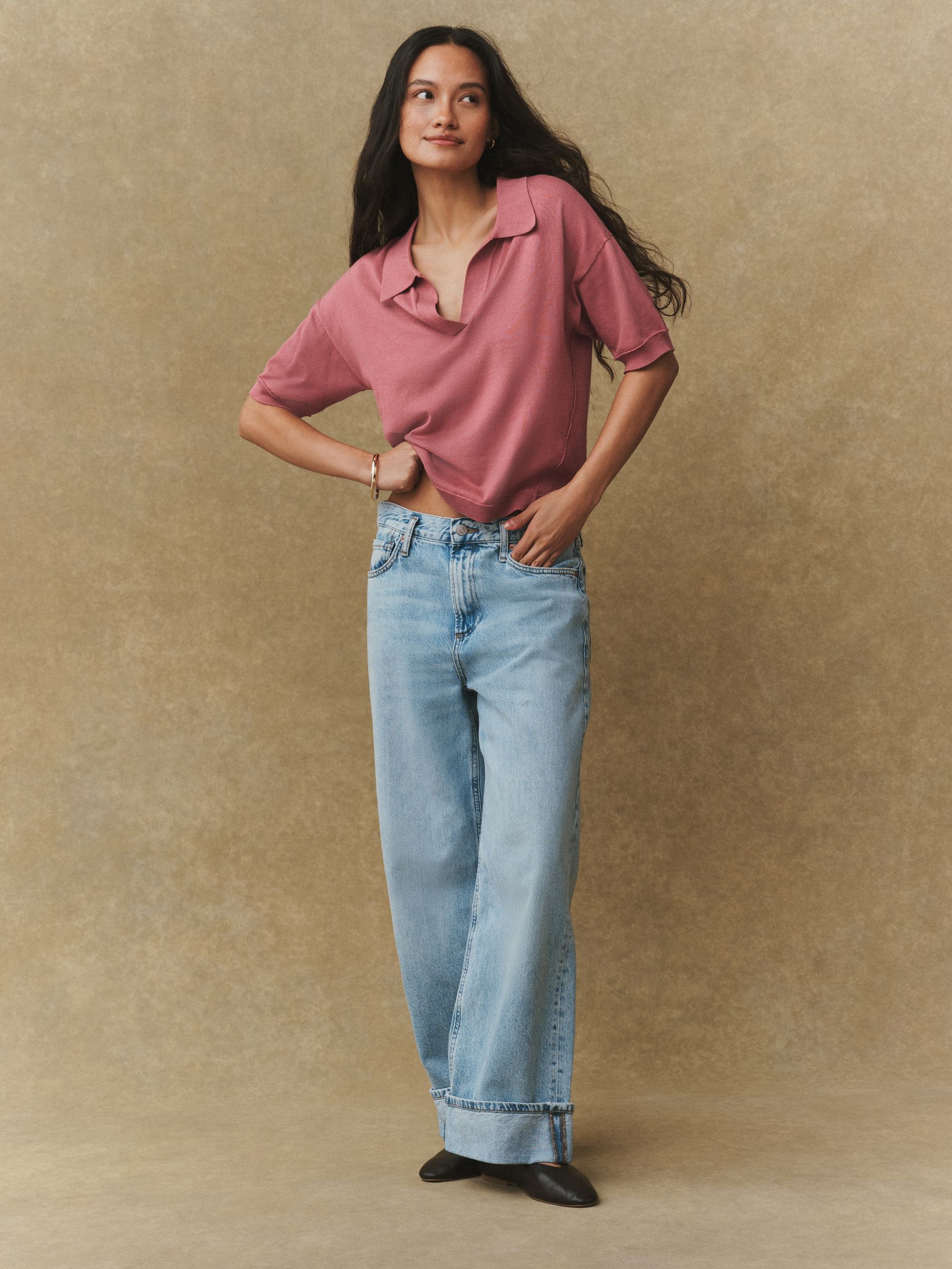 Buy Blush Pink Cotton Rich Soft Touch Knitted Polo Top from Next USA