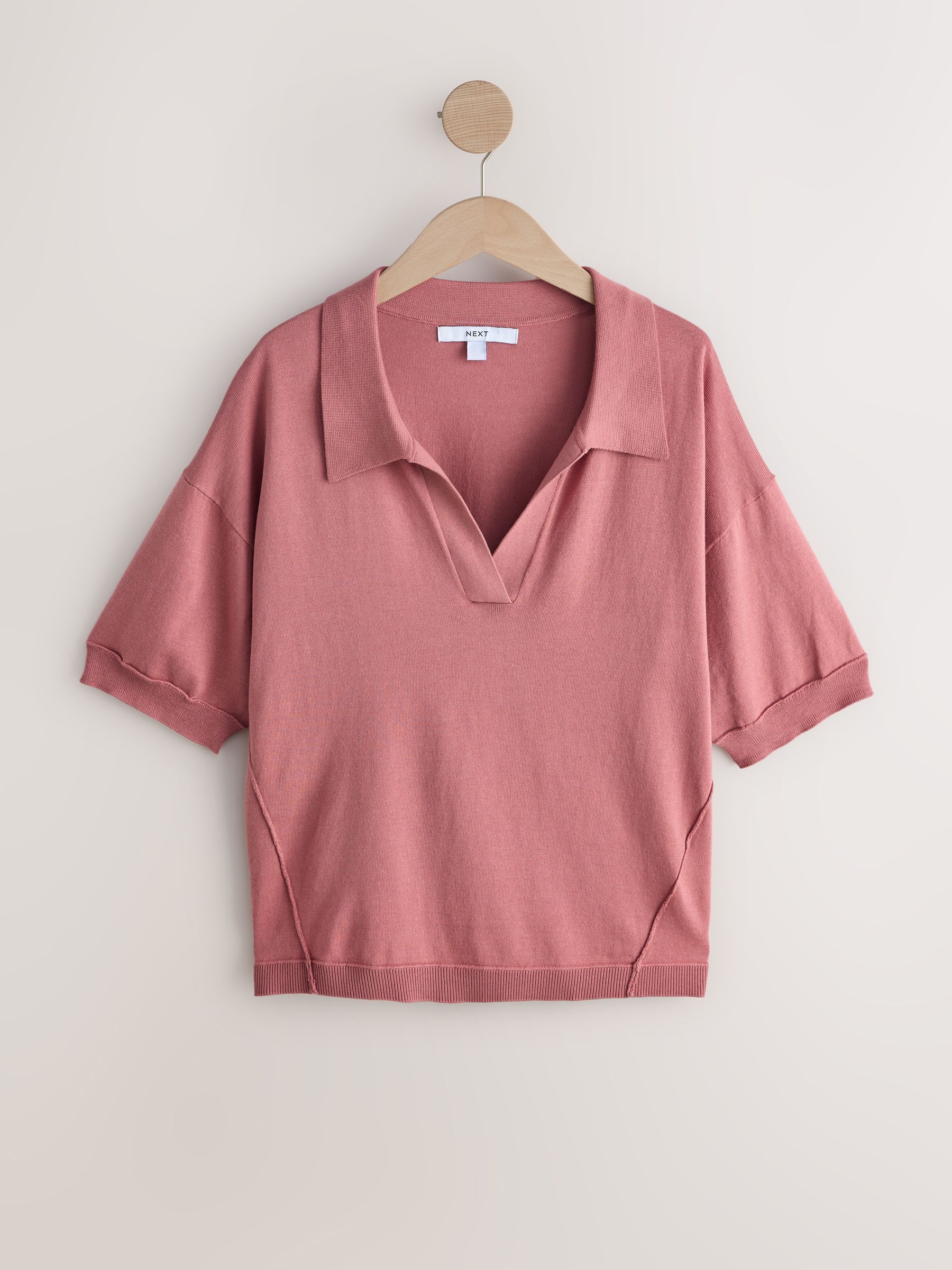 Buy Blush Pink Cotton Rich Soft Touch Knitted Polo Top from Next