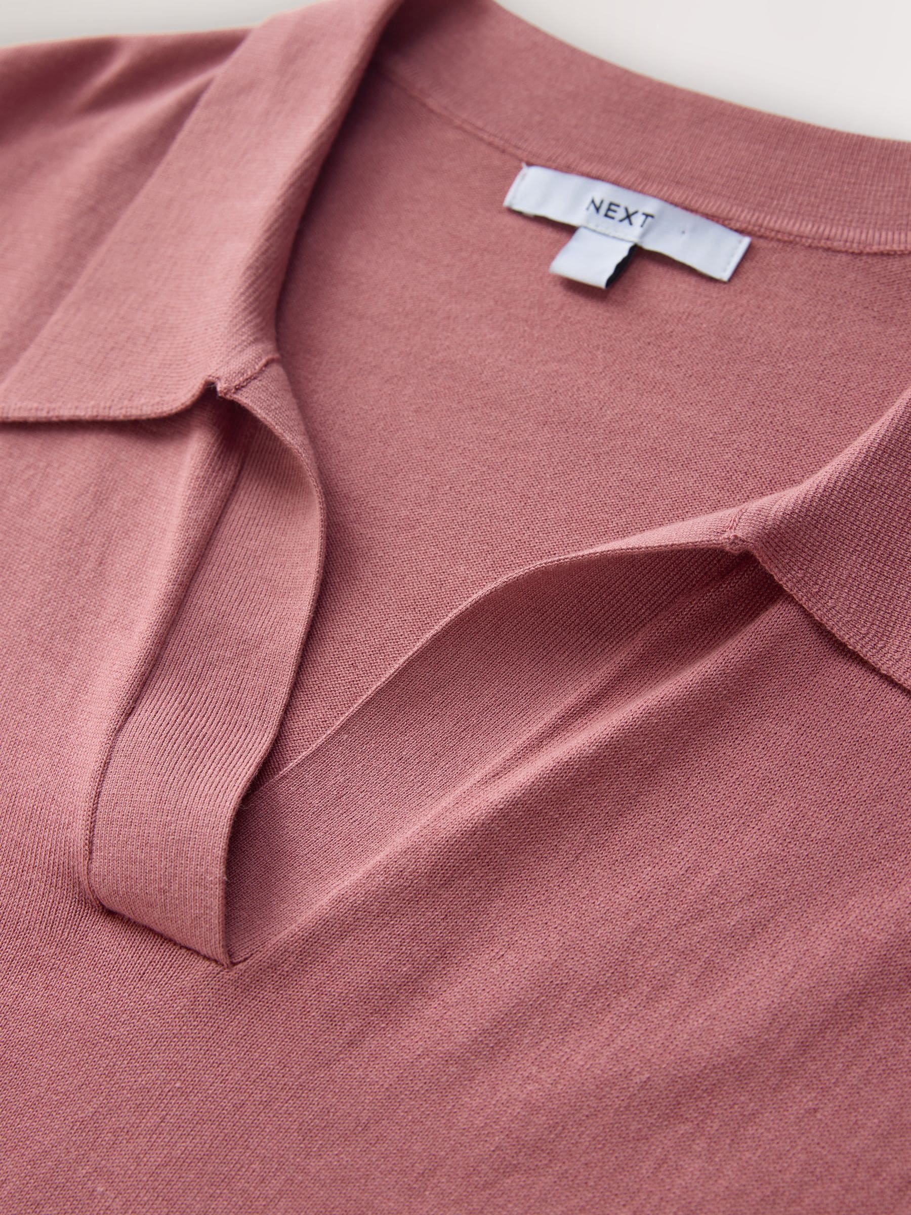 Buy Blush Pink Cotton Rich Soft Touch Knitted Polo Top from Next
