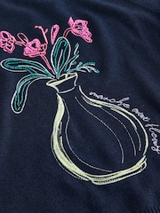 Navy Blue Floral Embellished Supersoft Crew Neck Long Sleeve Jumper - Image 8 of 8