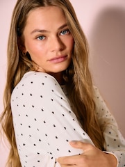 Ecru Heart Polka Dots Soft Touch Crew Neck Cotton Rich Jumper - Image 4 of 9