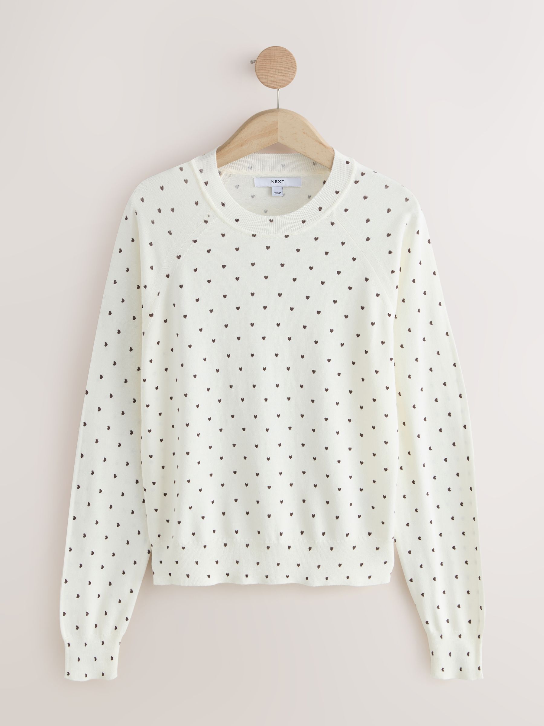 Buy Ecru Heart Polka Dots Soft Touch Crew Neck Cotton Rich Jumper