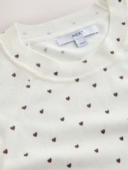 Ecru Heart Polka Dots Soft Touch Crew Neck Cotton Rich Jumper - Image 7 of 9