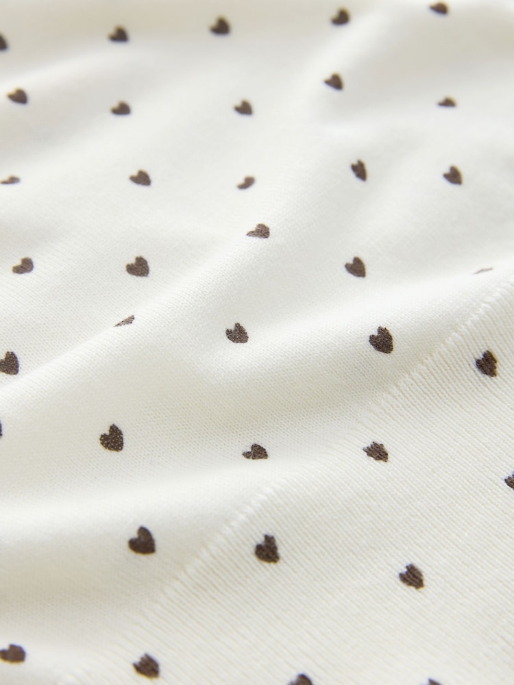 Ecru Heart Polka Dots Soft Touch Crew Neck Cotton Rich Jumper - Image 8 of 8