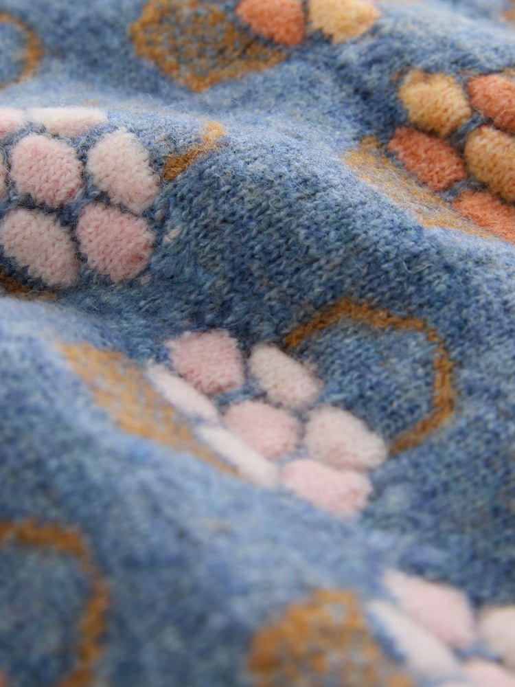 Blue Floral Puff Sleeve Knitted Top - Image 3 of 3