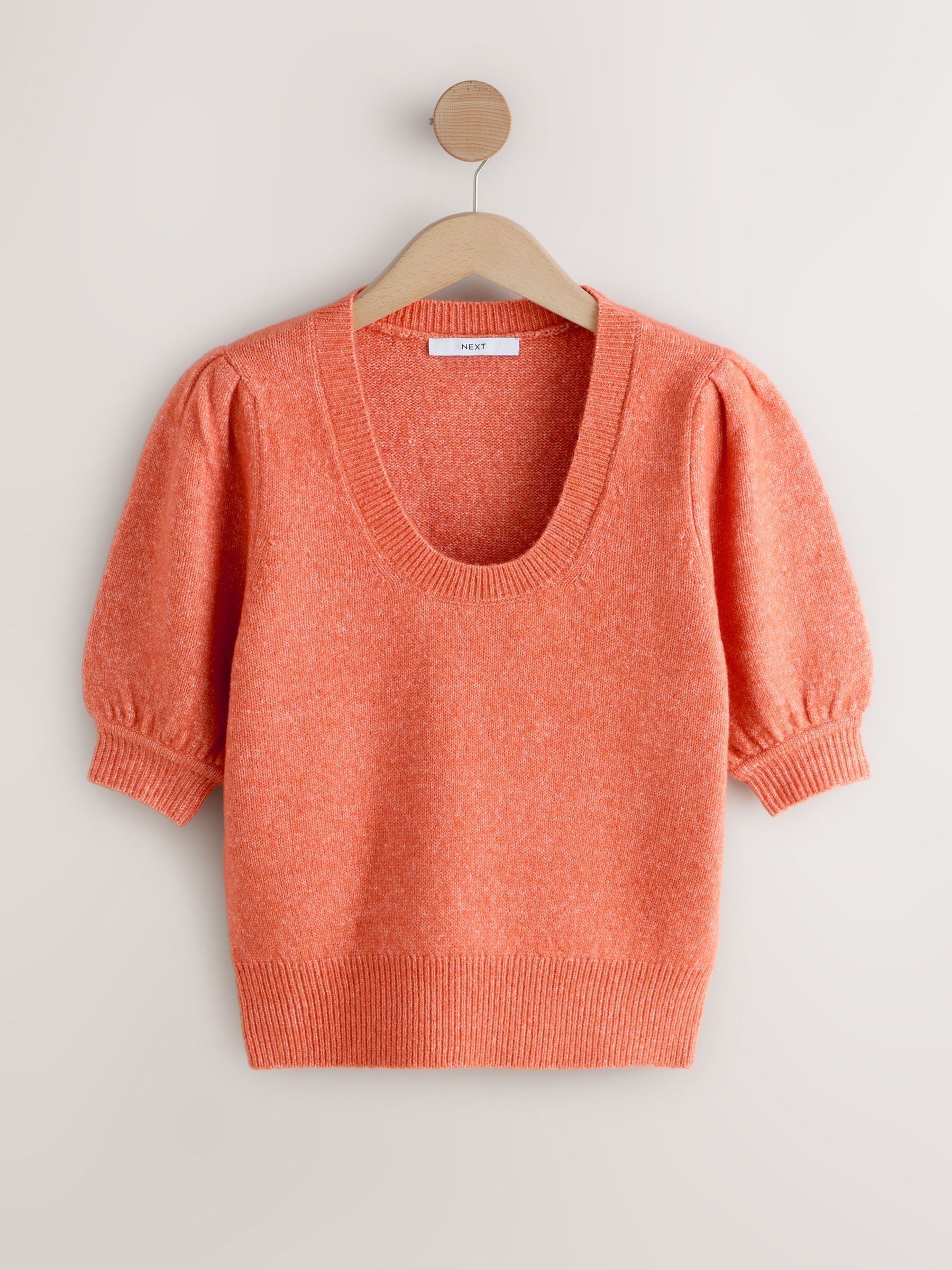 Buy Orange Puff Sleeve Knitted Top from Next USA