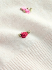 White Floral Detail Puff Sleeve Knitted Top - Image 7 of 8