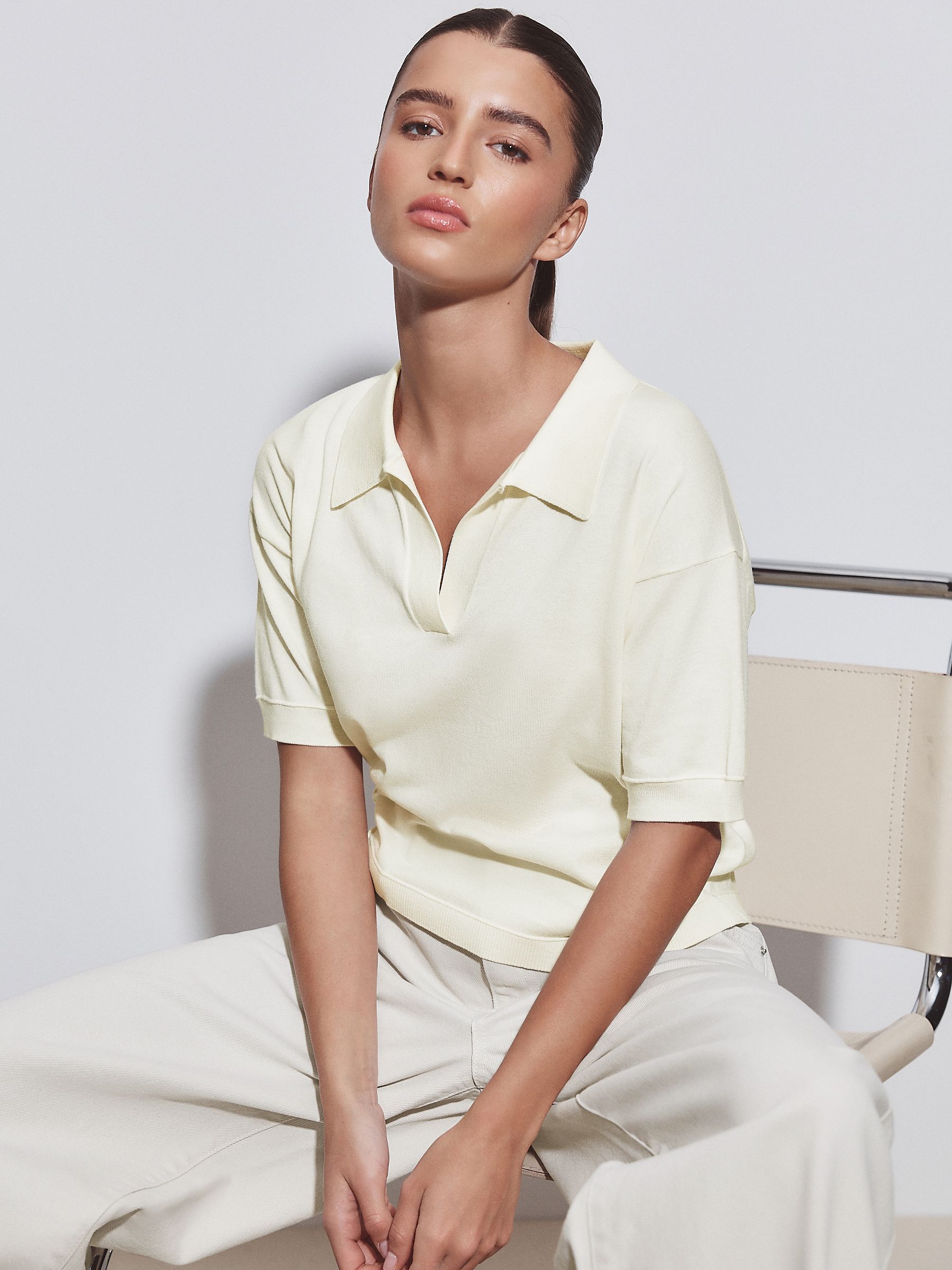 【新品】25ss h beauty&youth cotton polo knit Buy Ecru Cotton Rich Soft Touch Knitted Polo Top from Next USA