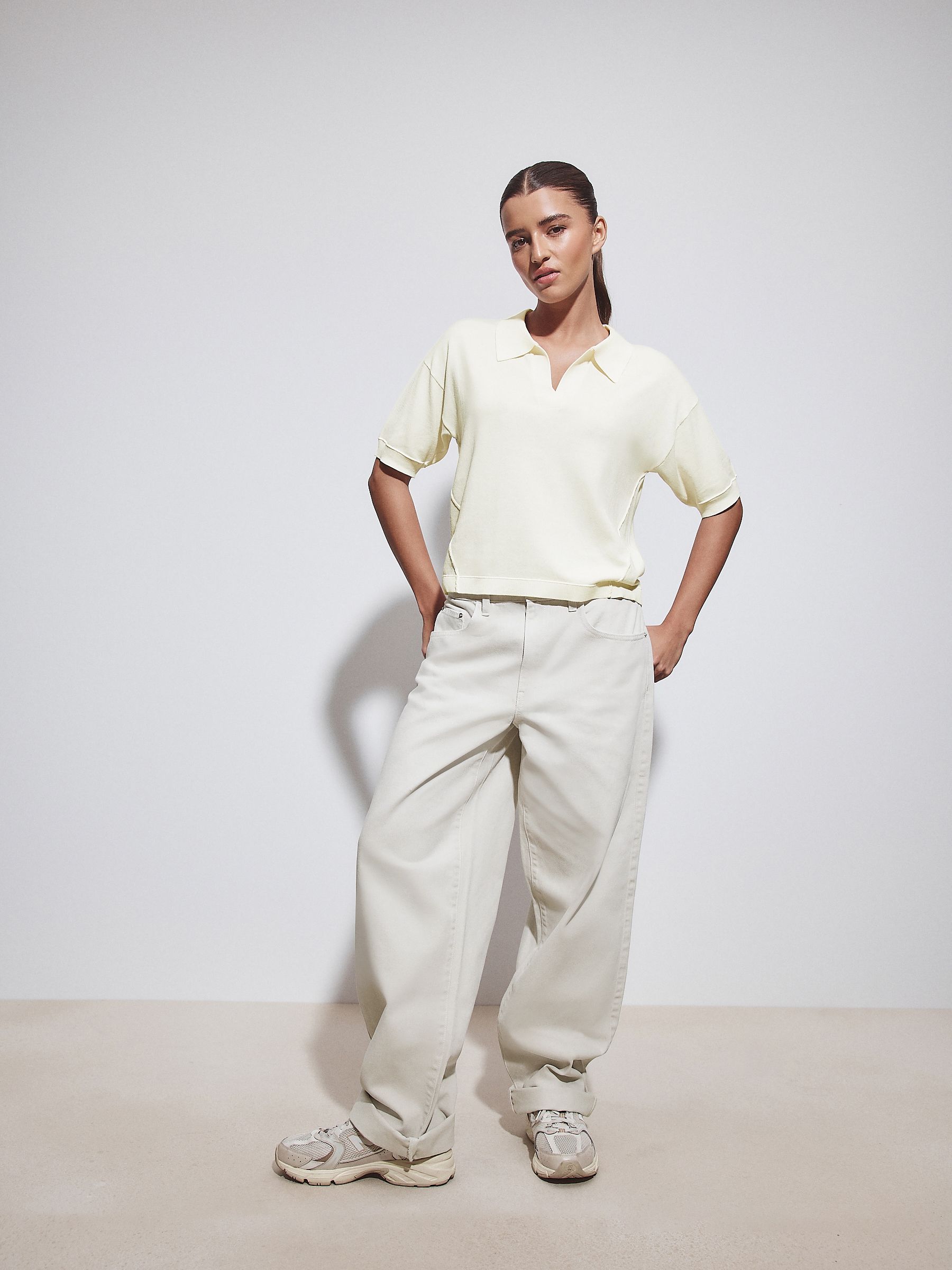 Buy Ecru Cotton Rich Soft Touch Knitted Polo Top from Next USA