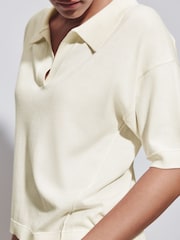 Ecru Cotton Rich Soft Touch Knitted Polo Top - Image 5 of 8