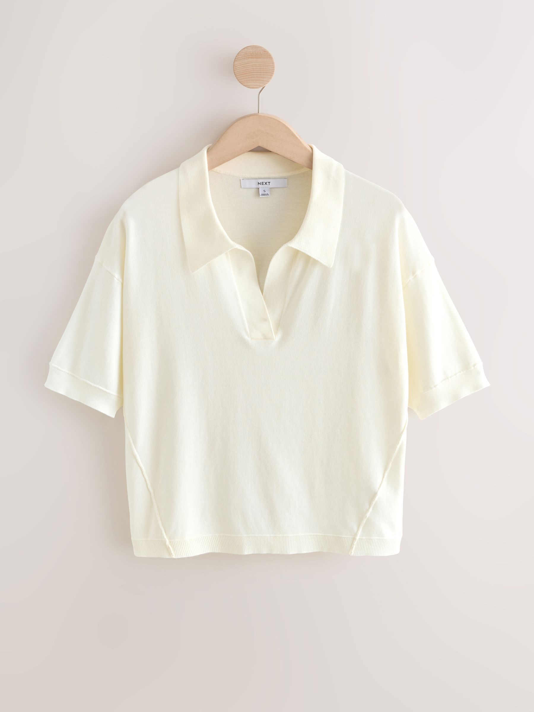 Buy Ecru Cotton Rich Soft Touch Knitted Polo Top from Next USA