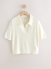 Ecru Cotton Rich Soft Touch Knitted Polo Top - Image 6 of 8