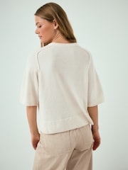 Ecru Knitted Half Sleeve T-Shirt - Image 4 of 8
